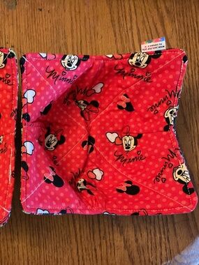 Hand crafted, Minnie Mouse Reversable Bowl Cozies Set of 2